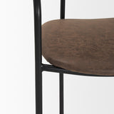 Mercana Parker Muted Brown Faux Leather w/ Black Metal Dining Chair