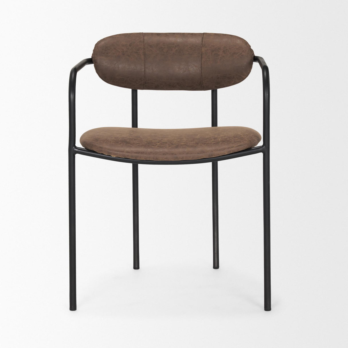Mercana Parker Muted Brown Faux Leather w/ Black Metal Dining Chair