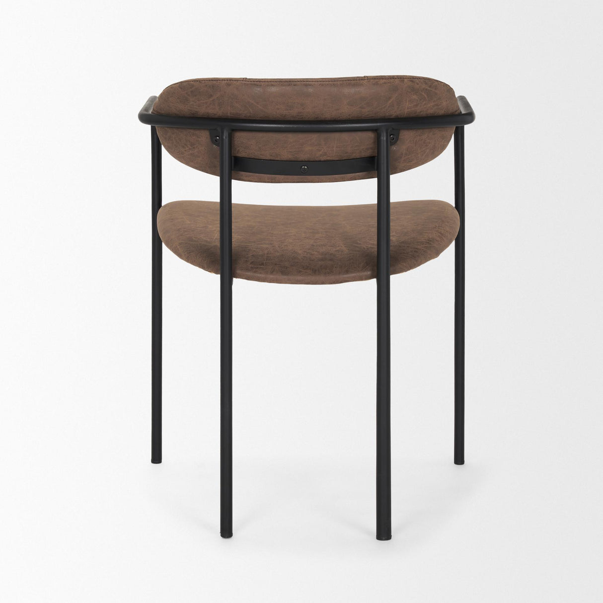 Mercana Parker Muted Brown Faux Leather w/ Black Metal Dining Chair