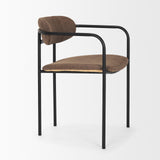 Mercana Parker Muted Brown Faux Leather w/ Black Metal Dining Chair