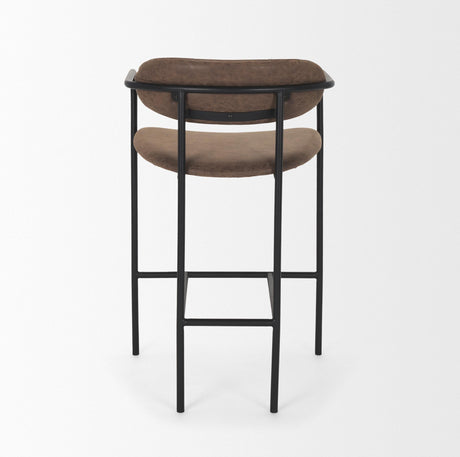 Mercana Parker Muted Brown Faux Leather w/ Black Metal Counter Stool