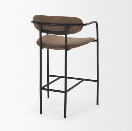 Mercana Parker Muted Brown Faux Leather w/ Black Metal Counter Stool