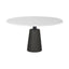 Mercana Maxwell 48L x 48W x 30H Round White Marble Top w/ Black Metal and Wood Pedestal Base Dining Table