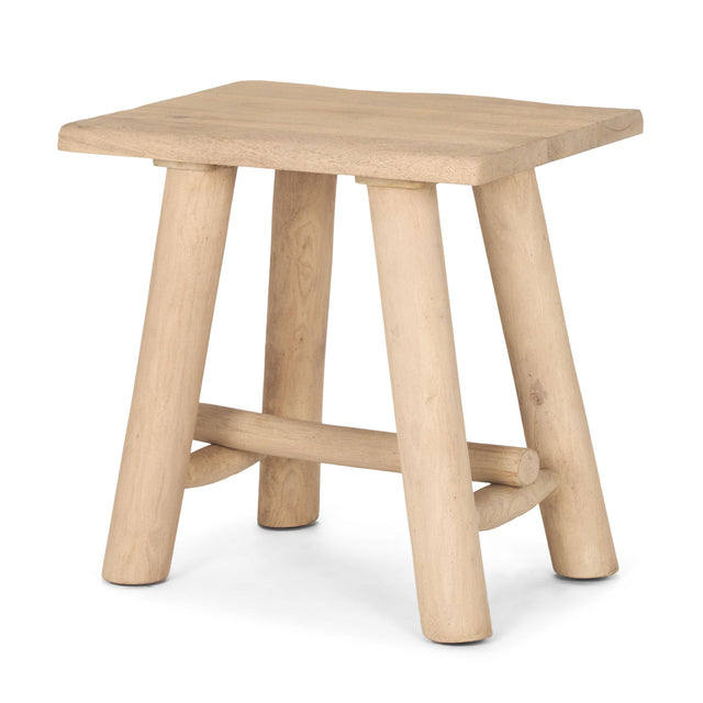 Mercana Sekou Light Brown Short Wooden Craftsman Stool