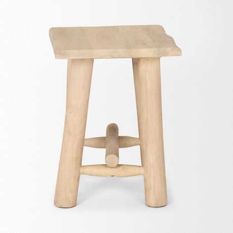 Mercana Sekou Light Brown Short Wooden Craftsman Stool