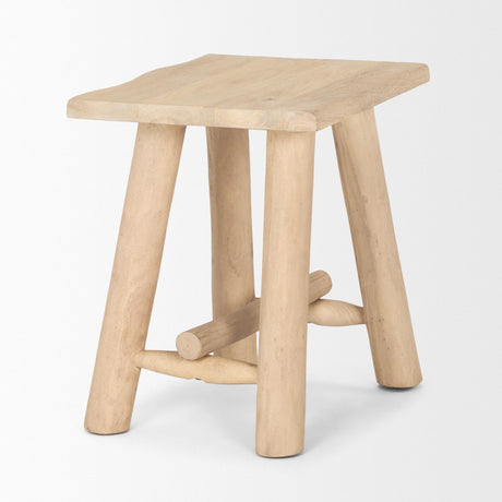 Mercana Sekou Light Brown Short Wooden Craftsman Stool