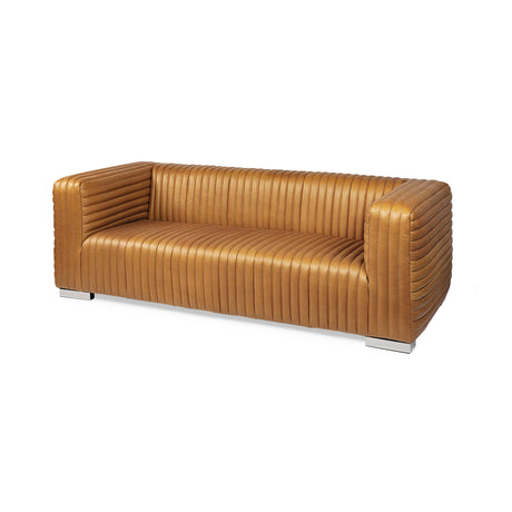 Mercana Ricciardo Cognac Leather Three Seater Sofa 82.5L x 38.5W x 26.5H