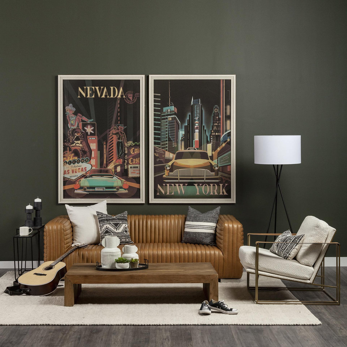 Mercana Ricciardo Cognac Leather Three Seater Sofa 82.5L x 38.5W x 26.5H