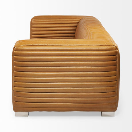 Mercana Ricciardo Cognac Leather Three Seater Sofa 82.5L x 38.5W x 26.5H