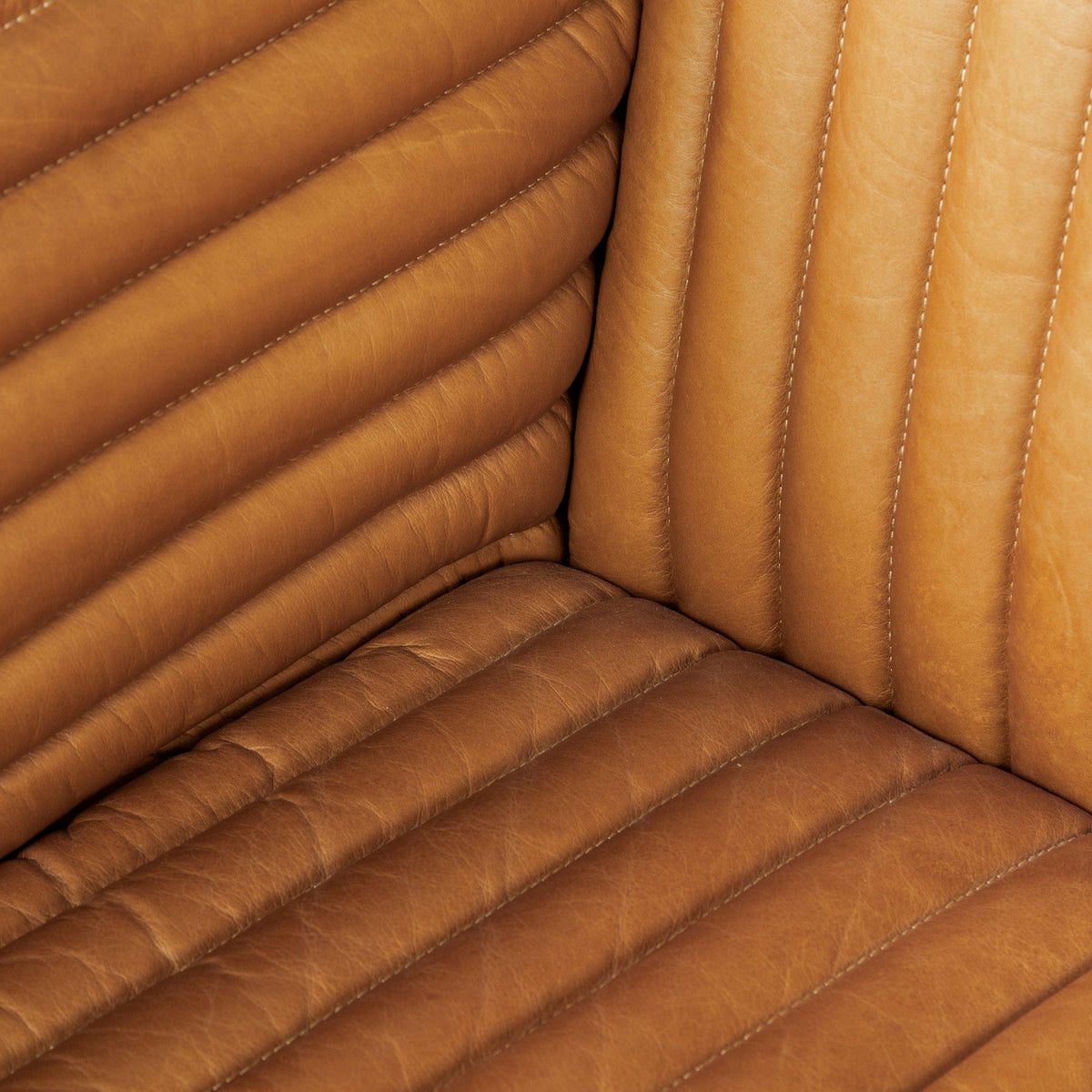Mercana Ricciardo Cognac Leather Three Seater Sofa 82.5L x 38.5W x 26.5H