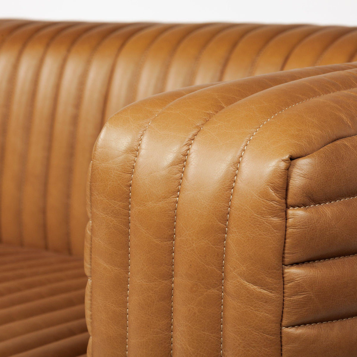 Mercana Ricciardo Cognac Leather Three Seater Sofa 82.5L x 38.5W x 26.5H