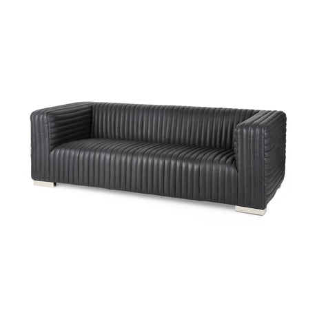 Mercana Ricciardo Black Leather Wrapped Three Seater Sofa 82.5L x 38.5W x 26.5H