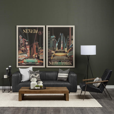 Mercana Ricciardo Black Leather Wrapped Three Seater Sofa 82.5L x 38.5W x 26.5H