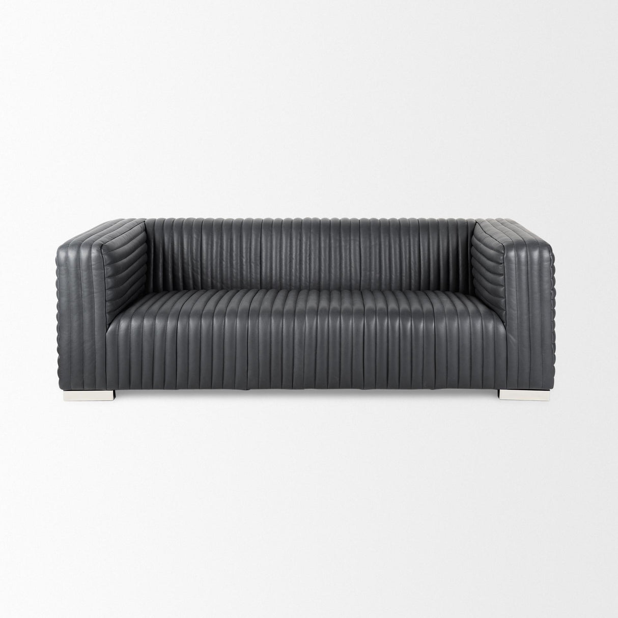 Mercana Ricciardo Black Leather Wrapped Three Seater Sofa 82.5L x 38.5W x 26.5H