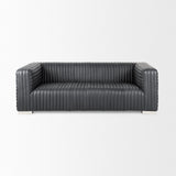 Mercana Ricciardo Black Leather Wrapped Three Seater Sofa 82.5L x 38.5W x 26.5H