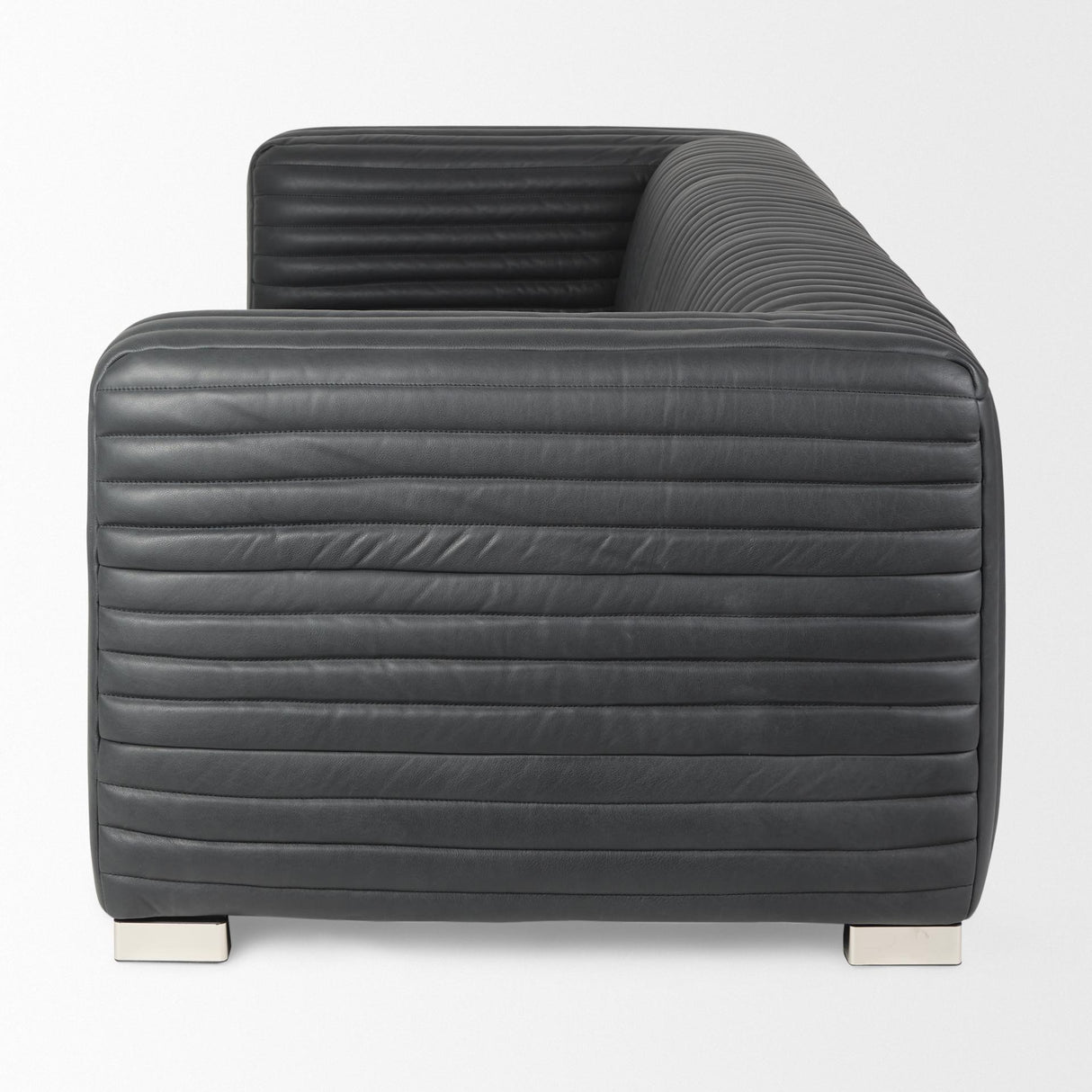 Mercana Ricciardo Black Leather Wrapped Three Seater Sofa 82.5L x 38.5W x 26.5H