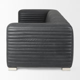 Mercana Ricciardo Black Leather Wrapped Three Seater Sofa 82.5L x 38.5W x 26.5H