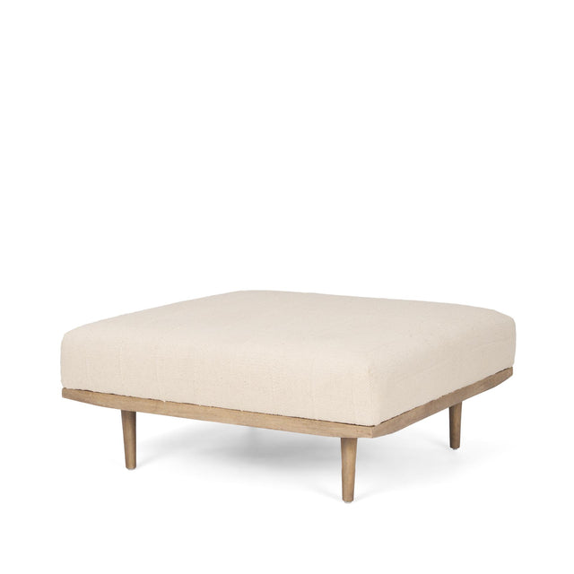 Mercana Shae Brown Wood w/ Oatmeal Fabric Ottoman