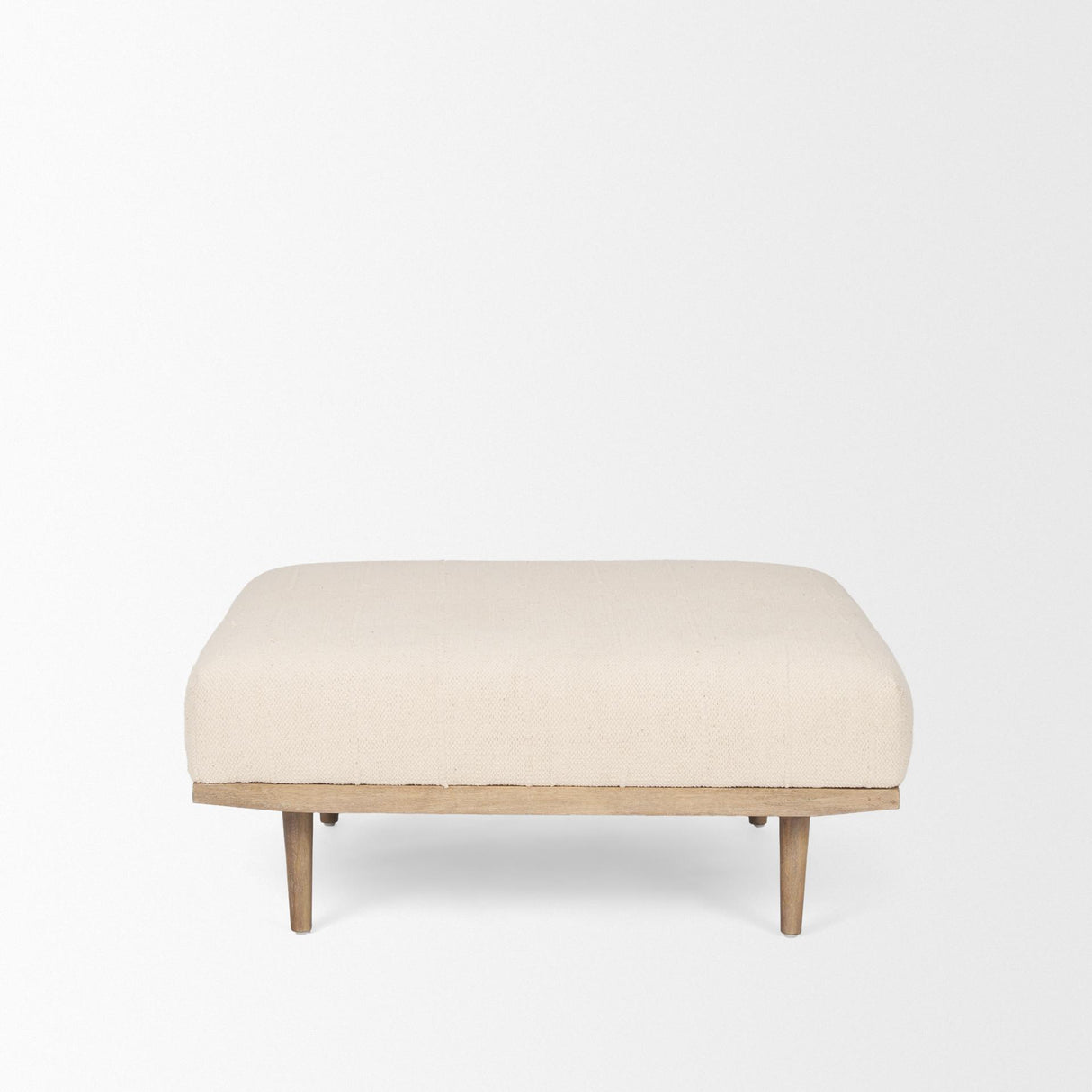 Mercana Shae Brown Wood w/ Oatmeal Fabric Ottoman
