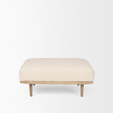 Mercana Shae Brown Wood w/ Oatmeal Fabric Ottoman