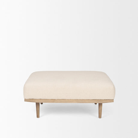 Mercana Shae Brown Wood w/ Oatmeal Fabric Ottoman