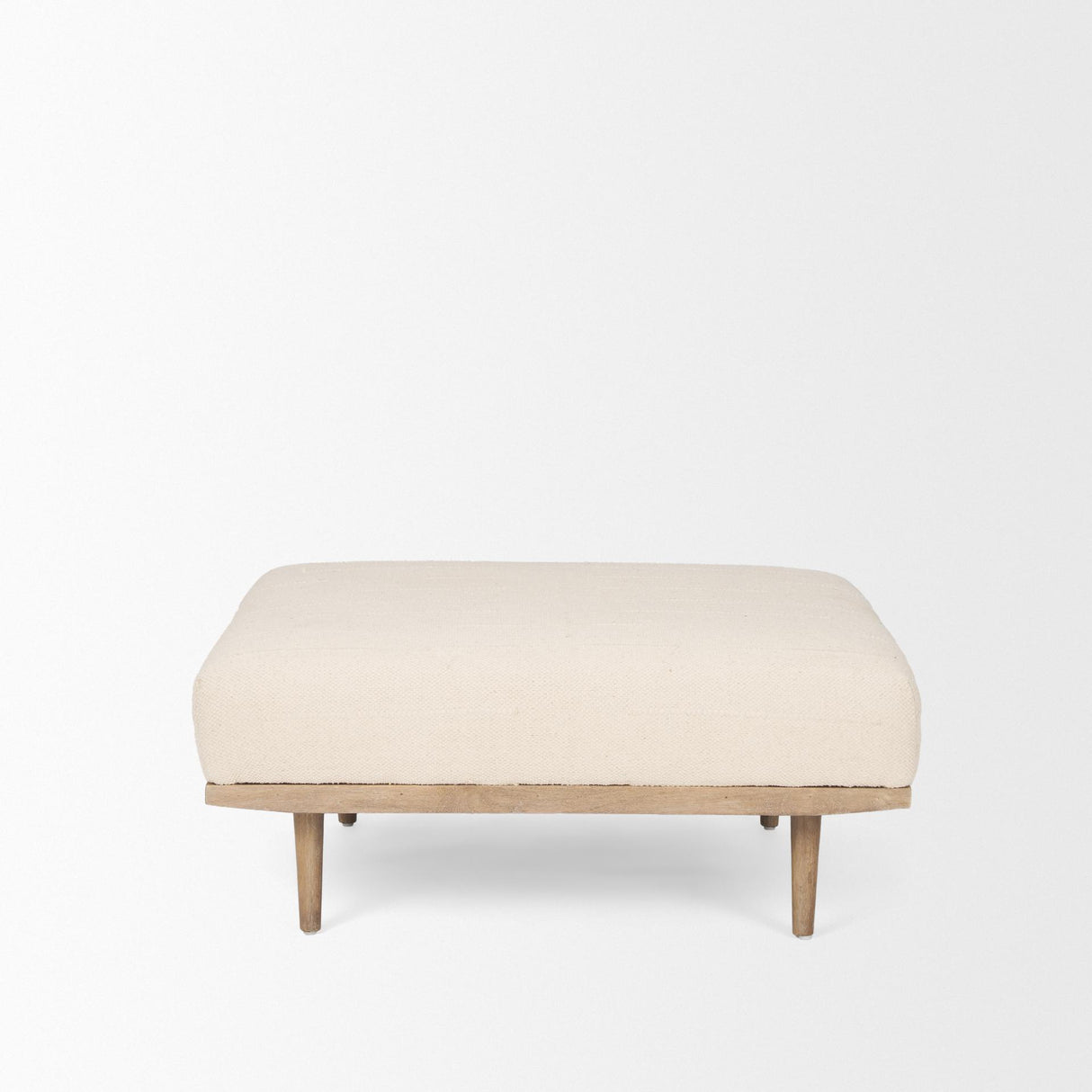 Mercana Shae Brown Wood w/ Oatmeal Fabric Ottoman
