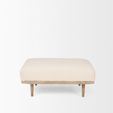Mercana Shae Brown Wood w/ Oatmeal Fabric Ottoman