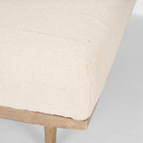 Mercana Shae Brown Wood w/ Oatmeal Fabric Ottoman