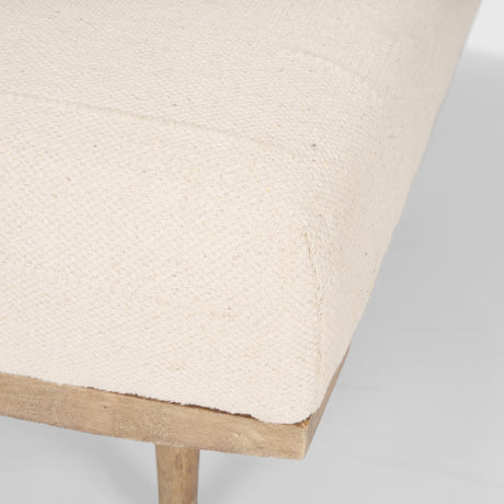 Mercana Shae Brown Wood w/ Oatmeal Fabric Ottoman