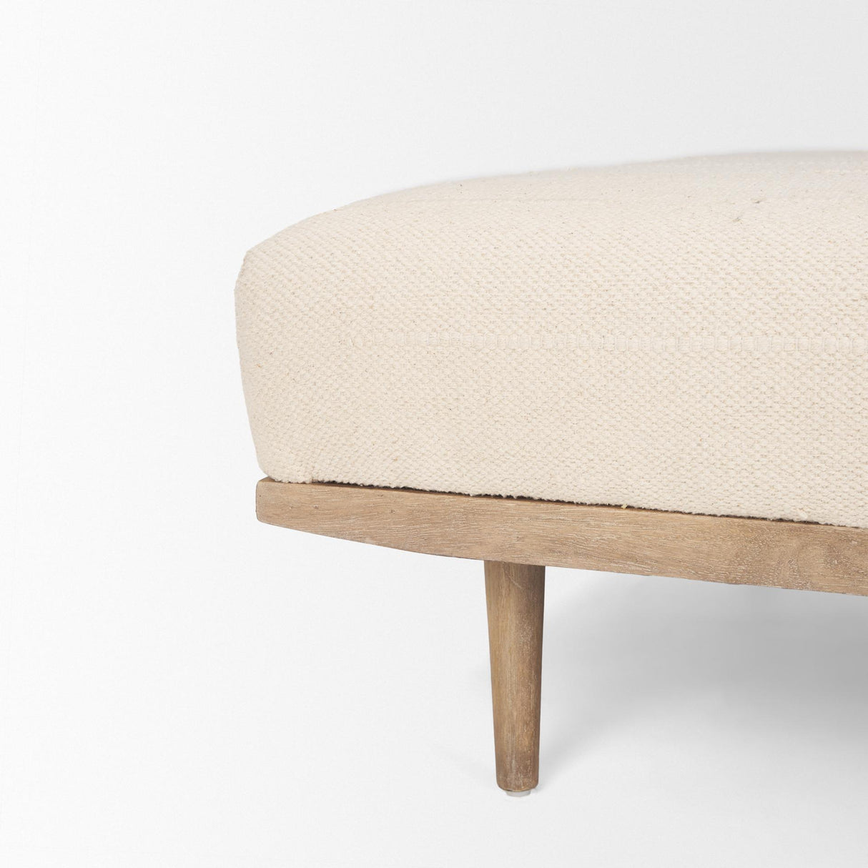 Mercana Shae Brown Wood w/ Oatmeal Fabric Ottoman