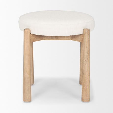 Mercana Shaiden Brown Wood w/ Cream Fabric Stool