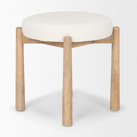 Mercana Shaiden Brown Wood w/ Cream Fabric Stool