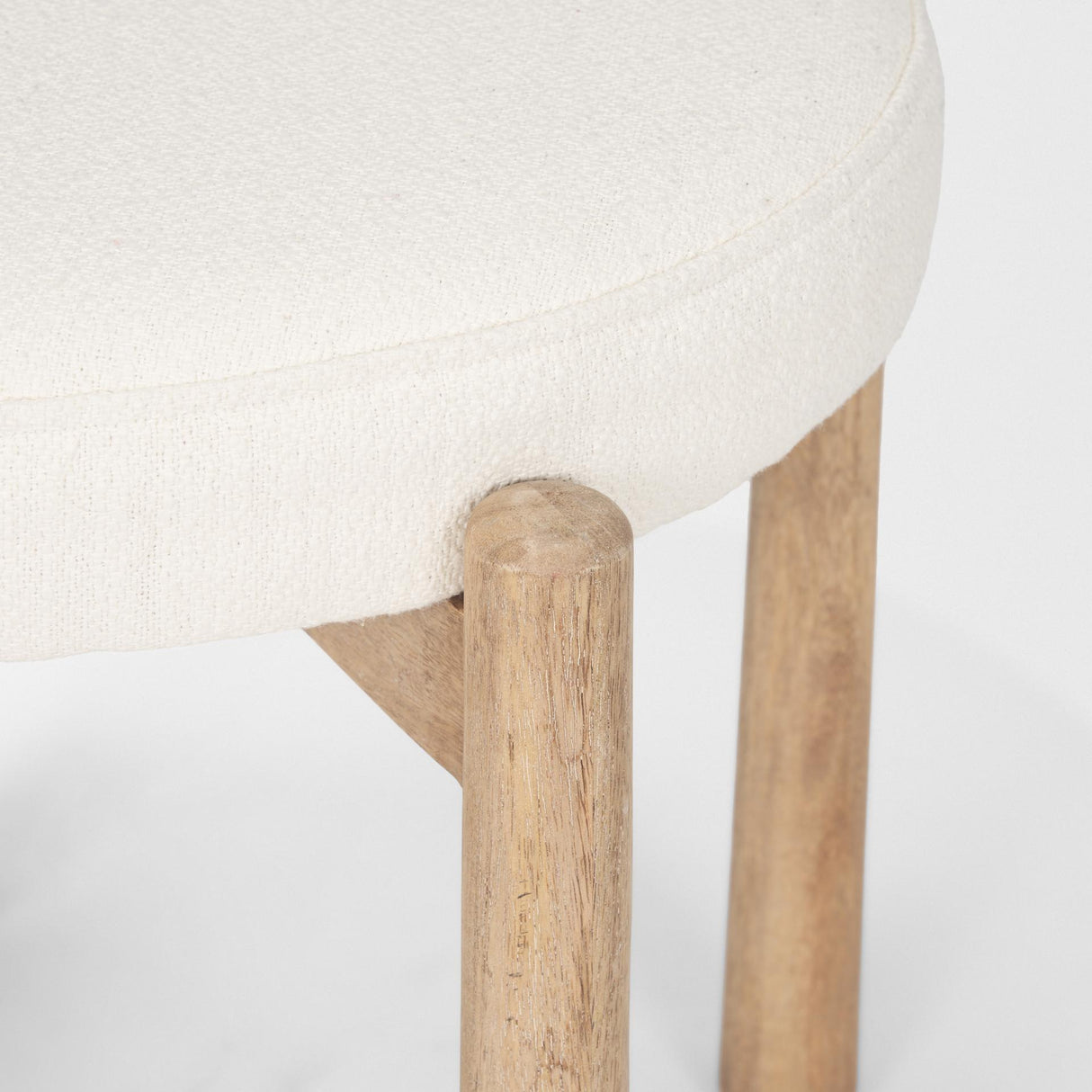 Mercana Shaiden Brown Wood w/ Cream Fabric Stool