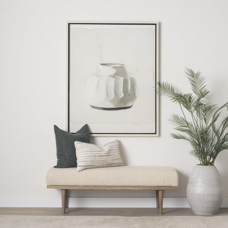 Mercana Shae Brown Wood w/ Oatmeal Fabric Bench