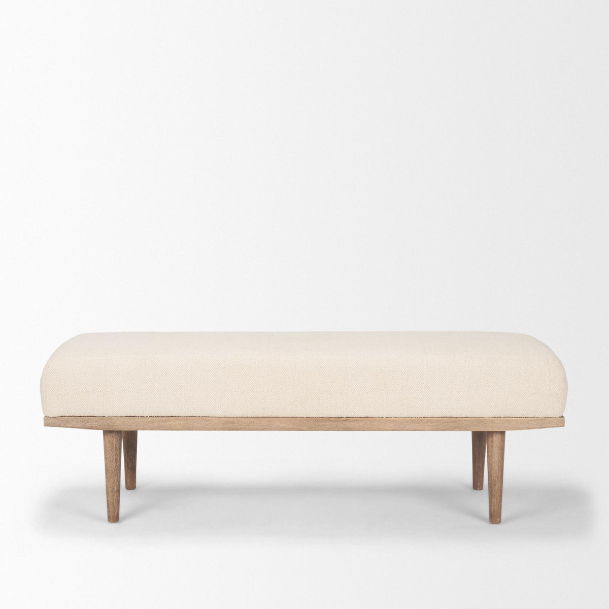 Mercana Shae Brown Wood w/ Oatmeal Fabric Bench