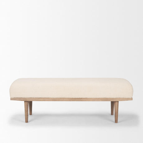 Mercana Shae Brown Wood w/ Oatmeal Fabric Bench
