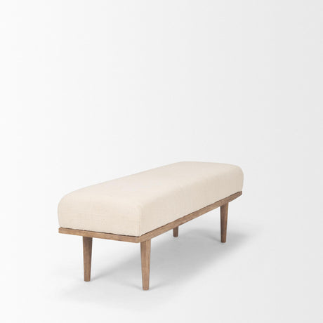 Mercana Shae Brown Wood w/ Oatmeal Fabric Bench