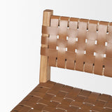Mercana Shane Brown Wood w/ Woven Brown Leather Counter Stool