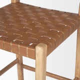 Mercana Shane Brown Wood w/ Woven Brown Leather Counter Stool