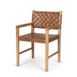 Mercana Shane Brown Wood w/ Woven Brown Leather Dining Armchair