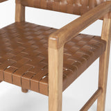 Mercana Shane Brown Wood w/ Woven Brown Leather Dining Armchair