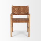 Mercana Shane Brown Wood w/ Woven Brown Leather Dining Armchair