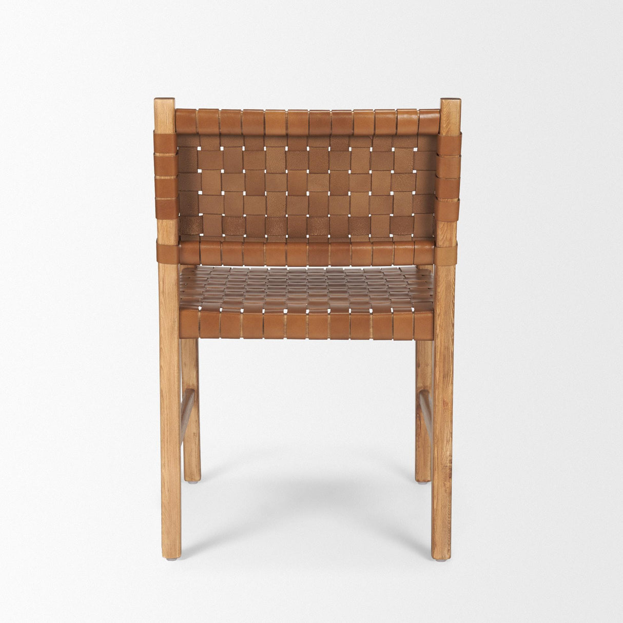 Mercana Shane Brown Wood w/ Woven Brown Leather Dining Armchair