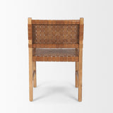 Mercana Shane Brown Wood w/ Woven Brown Leather Dining Armchair