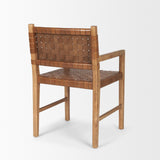 Mercana Shane Brown Wood w/ Woven Brown Leather Dining Armchair