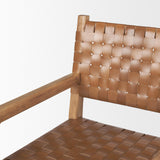 Mercana Shane Brown Wood w/ Woven Brown Leather Dining Armchair
