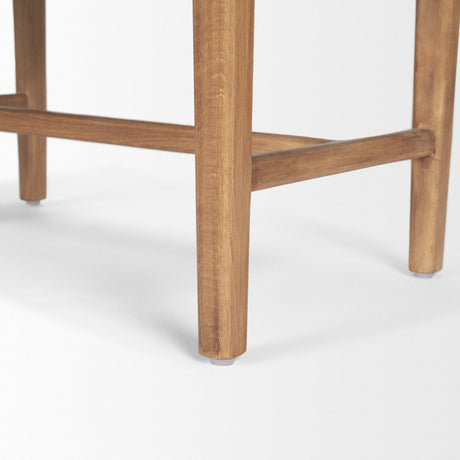 Mercana Shane Brown Wood w/ Woven Brown Leather Bench