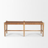 Mercana Shane Brown Wood w/ Woven Brown Leather Bench