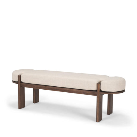 Mercana Sohan Dark Elm Wood w/ Oatmeal Fabric Bench