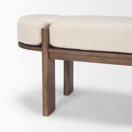 Mercana Sohan Dark Elm Wood w/ Oatmeal Fabric Bench